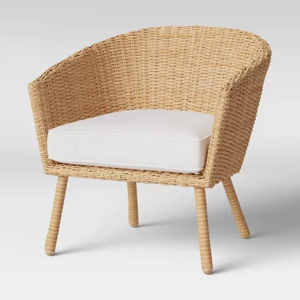 2pk Eliot Closed Weave Wicker Patio Club Chairs - Threshold™ | Target