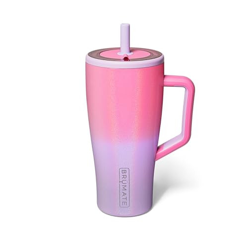 BrüMate Era 30 oz Tumbler with Handle & Straw | 100% Leakproof Insulated Water Bottle Tumbler with Lid & Flexible SoftSip Straw | Made of Stainless Steel | Cup Holder Friendly | 30oz (Cotton Candy) | Amazon (US)
