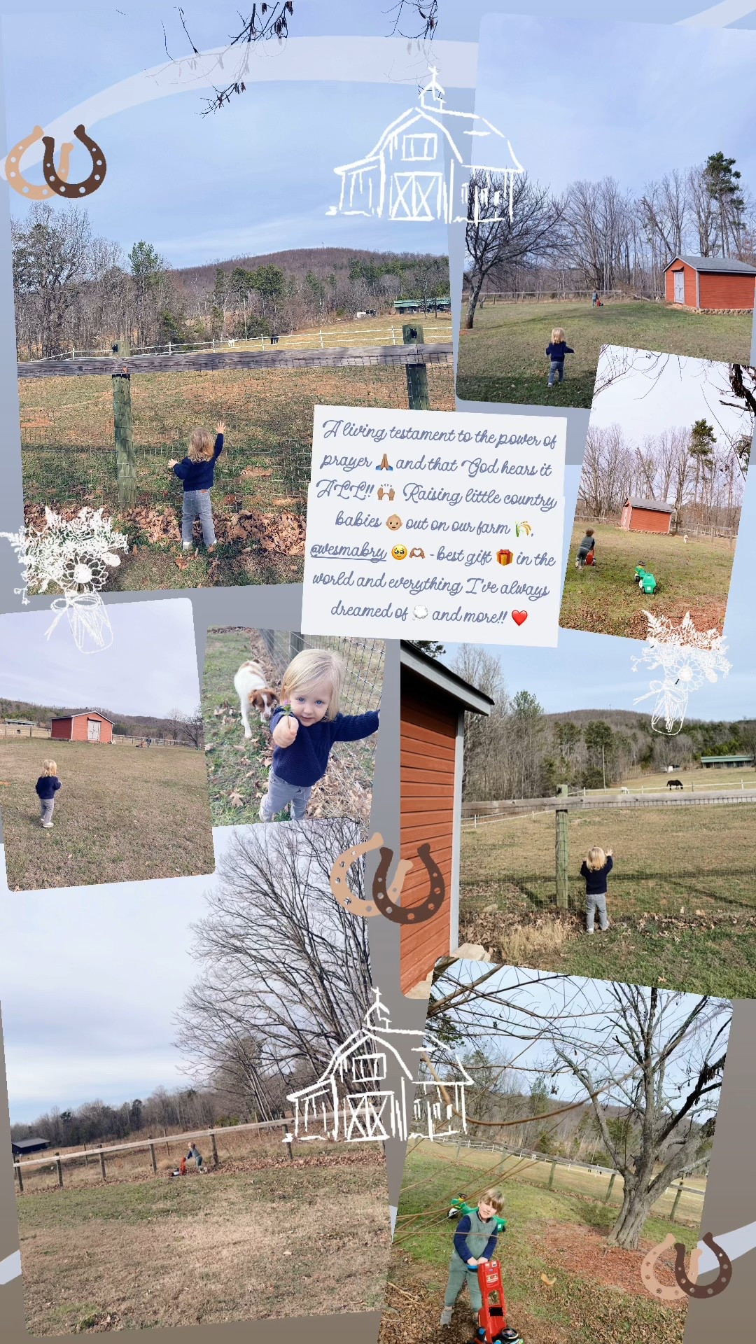 A living testament to the power of prayer 🙏🏽 and that God hears it ALL!! 🙌🏽  Raising little country babies 👶🏼 out on our farm 🌾,  @wesmabry 🥹🫶🏽 - best gift 🎁 in the world and everything I’ve always dreamed of 💭 and more!! ❤️
