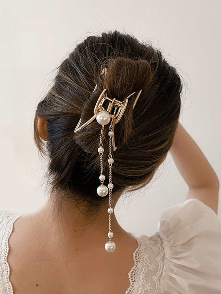 Faux Pearl Pendant Hair Claw | SHEIN