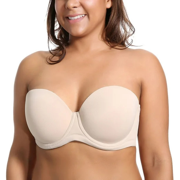 DELIMIRA Women's Underwire Contour Multiway Full Coverage Strapless Bra Plus Size - Walmart.com | Walmart (US)