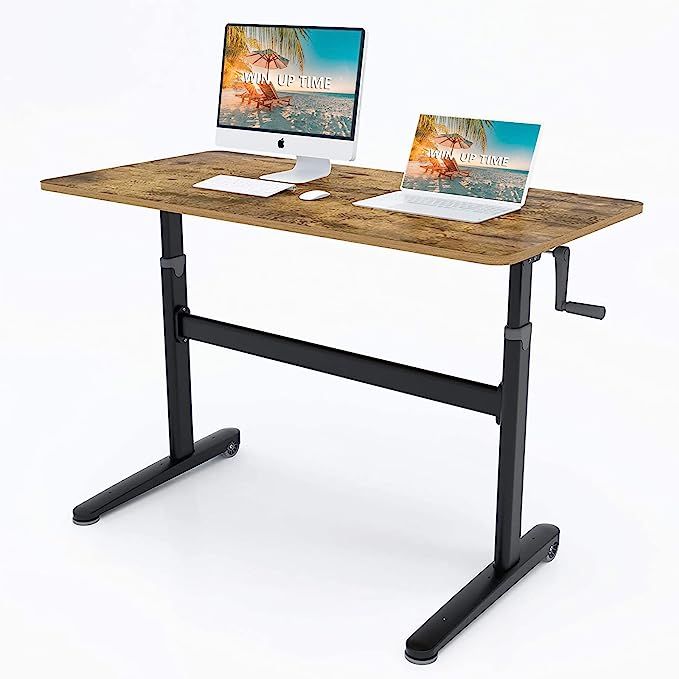 Win Up Time Manual Standing Desk Adjustable Height- Crank Standing Desk 48 x 24 Inches Sit Stand ... | Amazon (US)