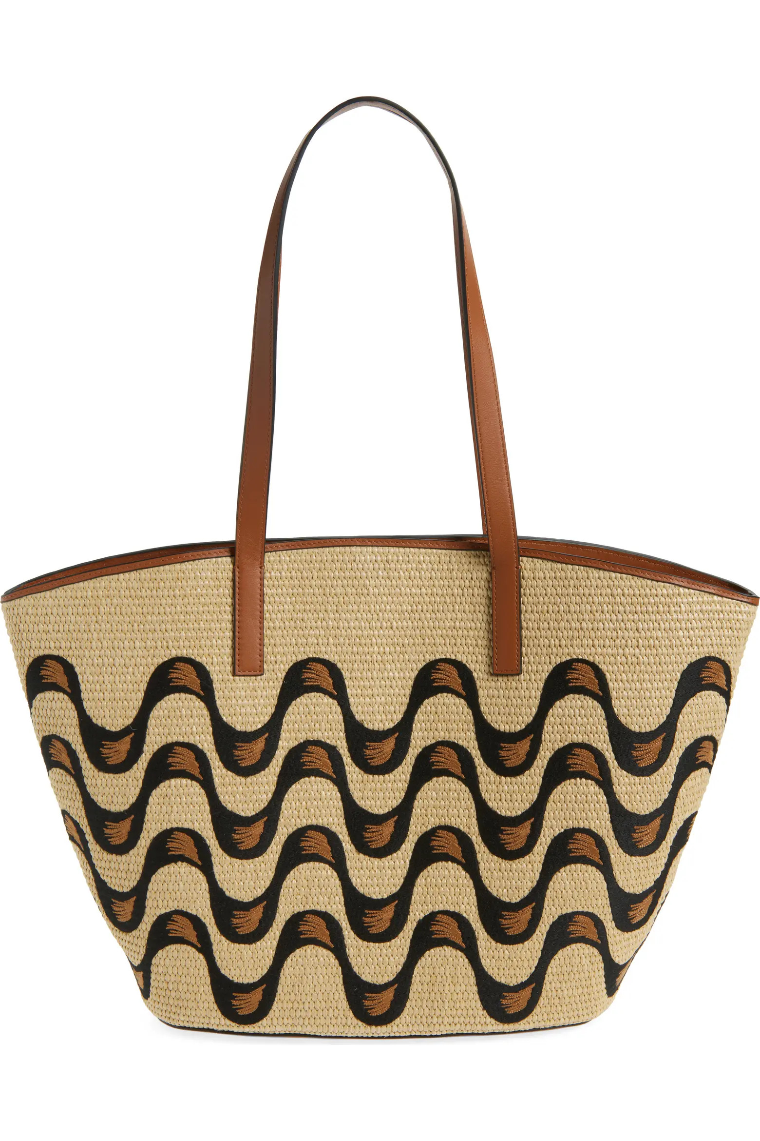 FARM Rio Large Embroidered Raffia Basket Tote (Women) | Nordstrom | Nordstrom