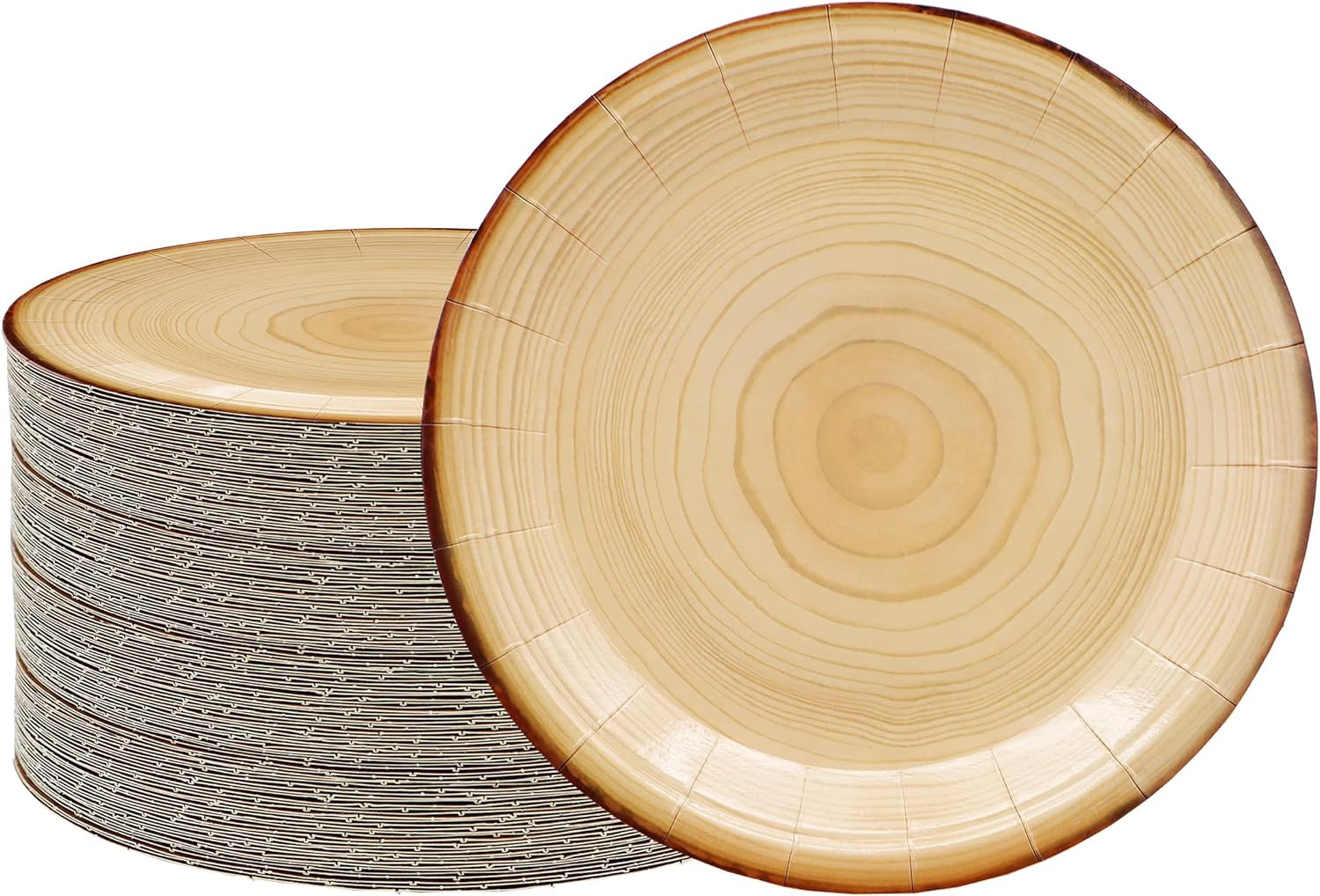 40Pcs Wood Grain Party Supplies Wood Grain Paper Plates 7" Rustic Wood Slice Dessert Plates Camp-... | Amazon (US)