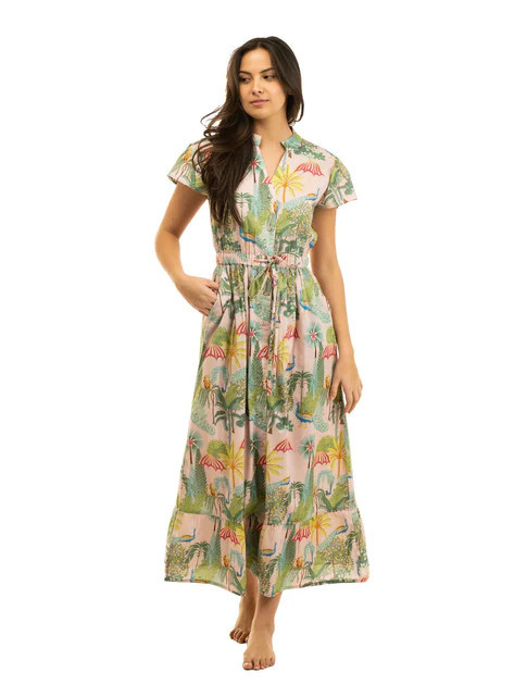 The Flutter Midi Dress | Pink Birdcage | Beau & Ro