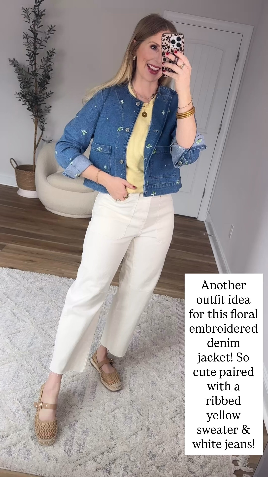 Walmart try on, floral embroidered jean jacket, white jeans 

#LTKWorkwear #LTKmomlife #LTKootd