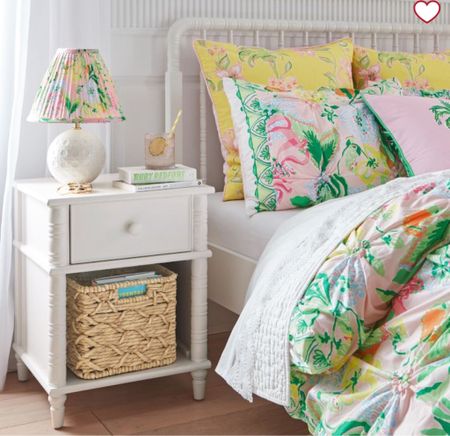 Cute colorful bedding with matching accessories elevate your bedroom, guest room or dorm room! Printed lampshades, lace trimmed sheets

#LTKhome