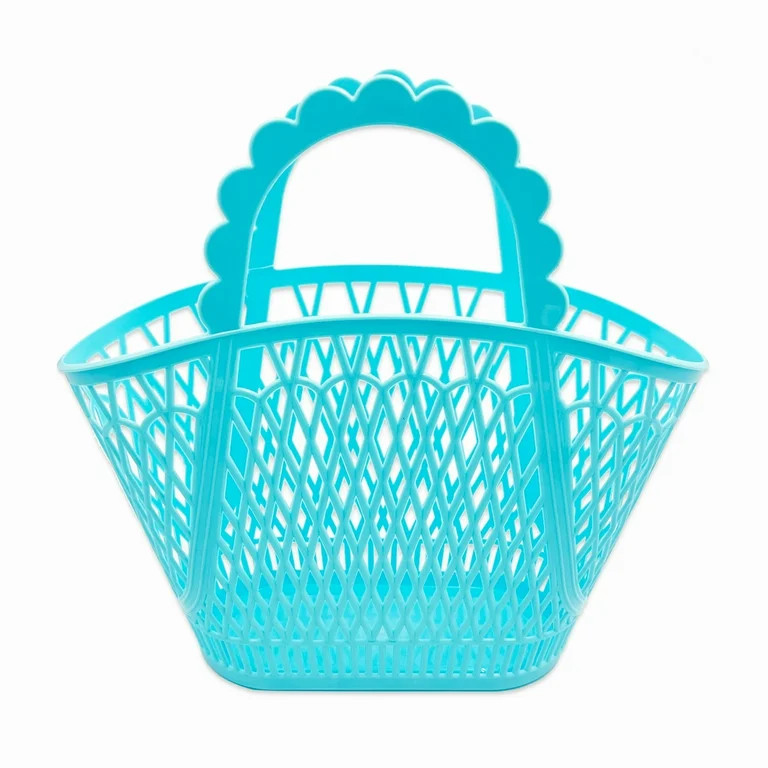 Packed Party 'Bunny Business' Blue Easter Basket Tote, Plastic with Scalloped Handle | Walmart (US)