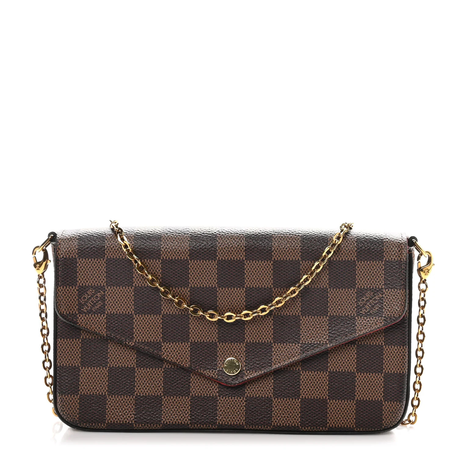 Damier Ebene Pochette Felicie Chain Wallet | FASHIONPHILE (US)