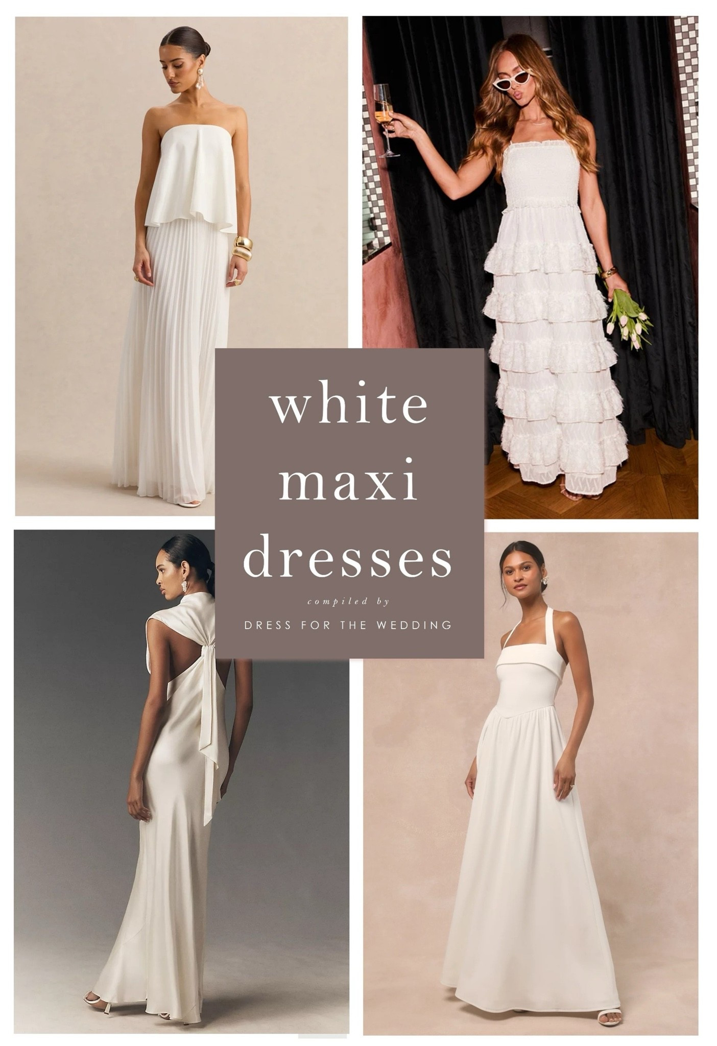 White maxi dresses are an important addition to any bride's wedding wardrobe. Since you might be wearing a lot of white dresses at your various pre-wedding parties, it's a good idea to have a few dresses and outfits with varying hemlines. These white maxi dresses make great looks for your rehearsal dinner dress, wedding welcome party, engagement photos, and second looks at the reception. Follow Dress for the Wedding for more! wedding guest dresses, bridesmaid dresses, wedding dresses, mother of the bride dresses, cute outfits, affordable dresses, dresses under 100.

#LTKWedding #LTKSeasonal #LTKootd