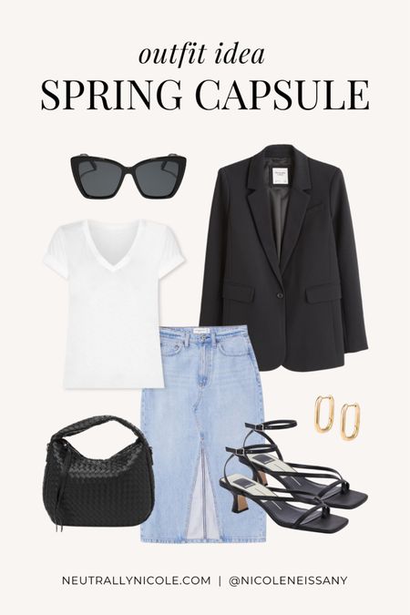 Spring capsule wardrobe outfit idea

// spring outfit, spring outfits, capsule wardrobe spring, spring fashion trends 2024, spring trends 2024, dressy casual outfit, brunch outfit, date night outfit, office outfit, work outfit, t-shirt, basic tee, white tee, blazer, spring jacket, denim midi skirt, strappy heels, strappy sandals, spring shoes, spring shoe trends, woven handbag, gold square hoop earrings, cat eye sunglasses, Abercrombie, Dolce Vita, DIFF eyewear, Revolve, Amazon fashion, Lulus, neutral outfit, neutral fashion, neutral style, Nicole Neissany, Neutrally Nicole, neutrallynicole.com (3.7)

#LTKitbag #LTKfindsunder50 #LTKsalealert #LTKshoecrush #LTKSpringSale #LTKtravel #LTKSeasonal #LTKparties #LTKstyletip #LTKfindsunder100