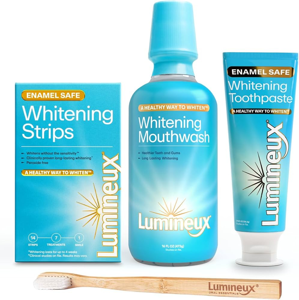 Lumineux Teeth Whitening Kit Peroxide Free for Whiter Teeth Includes 7 Whitening Treatments, 1 Mo... | Amazon (US)