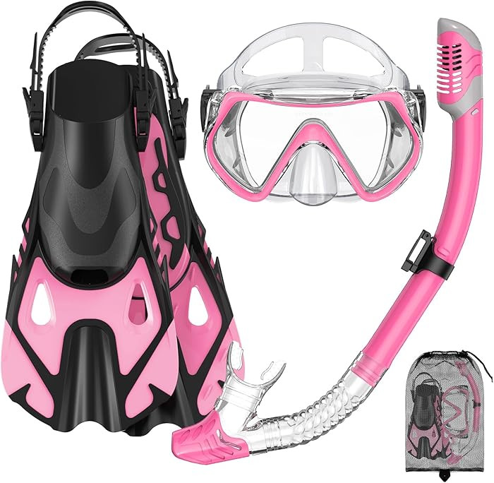 Snorkeling Gear Set for Adults – Dry Top Snorkel Set, Panoramic Anti-Fog Mask, Adjustable Swim ... | Amazon (US)