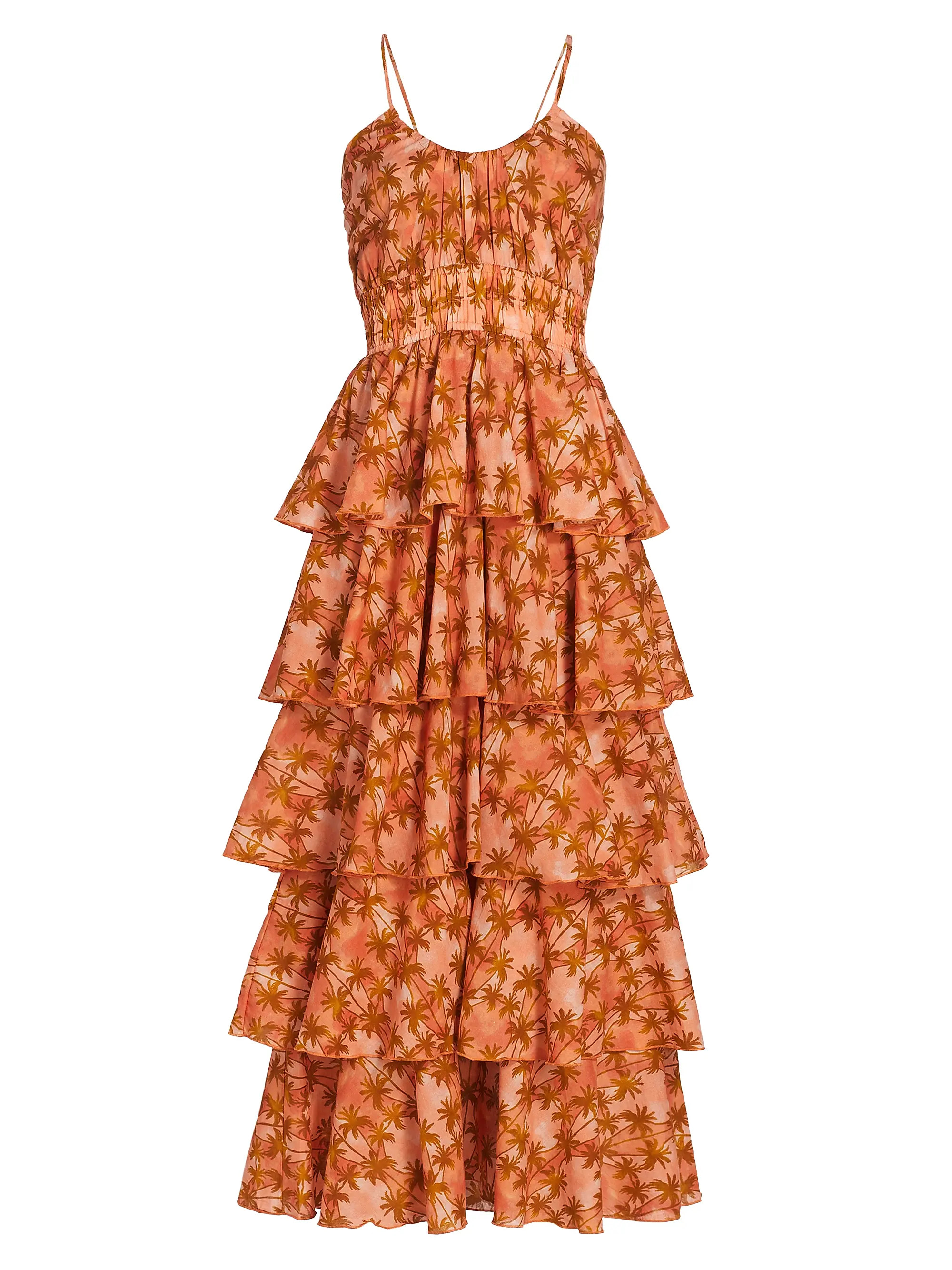 Leilani Palm Tree Cotton Tiered Dress | Saks Fifth Avenue