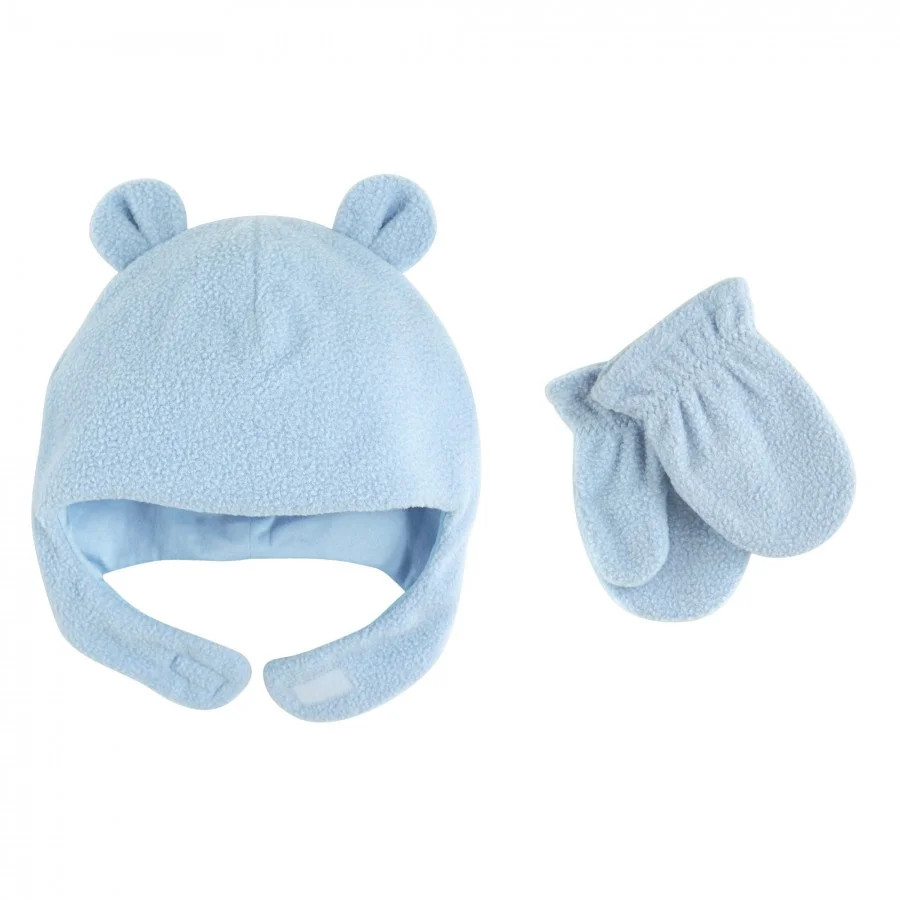 Luvable Friends Baby Boy Beary Cozy Hat and Mitten Set 2pc, Light Blue, 6-12 Months - Walmart.com | Walmart (US)