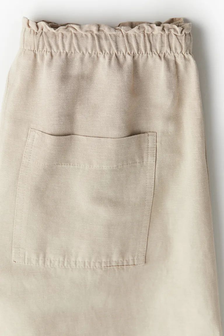 Linen-blend Pull-on Shorts - Beige - Ladies | H&M US | H&M (US + CA)
