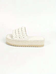 Ladies' Summer Wedge Sandal With Car Lines, Thick Sole | SHEIN
