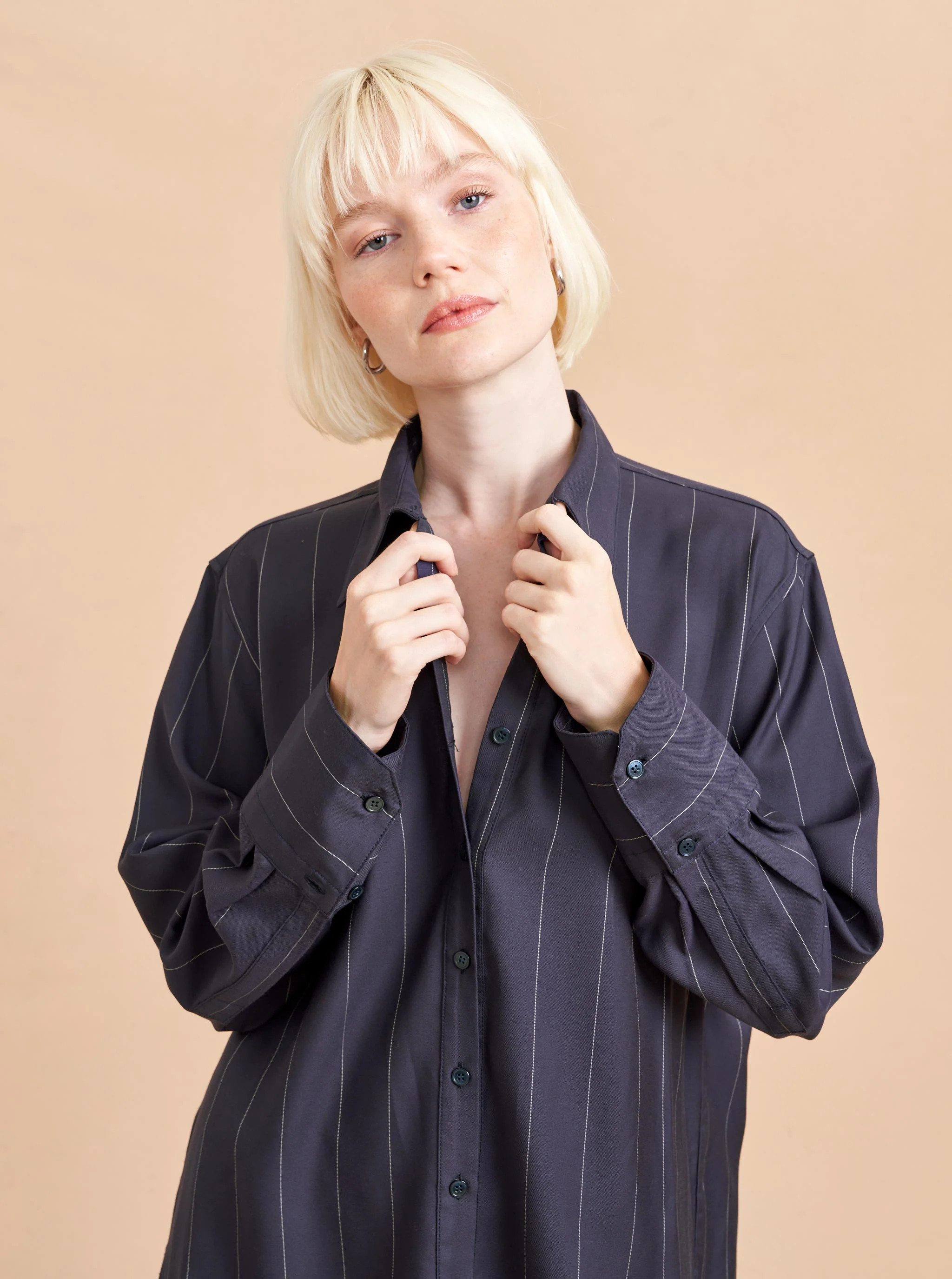 Navy/ivory Lee Shirt | La Ligne | La Ligne