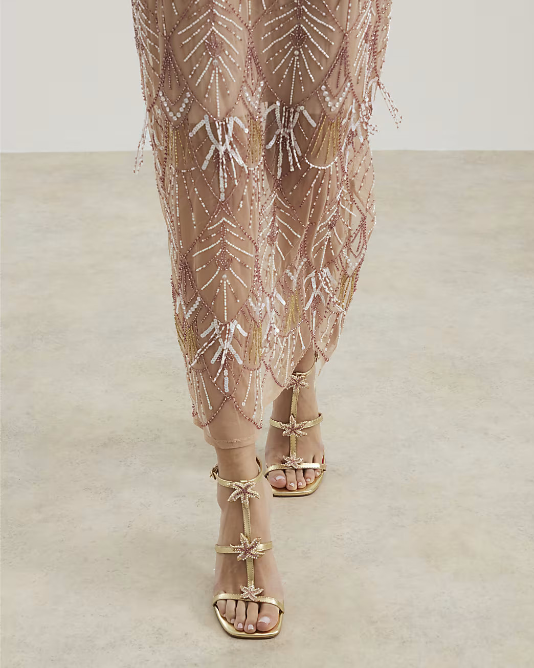 Gold Starfish Strappy Heeled Sandals | River Island UK & IE