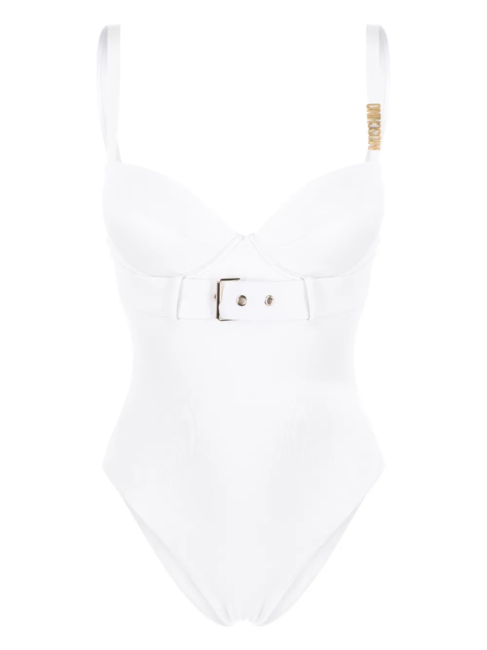 logo-plaque belted swimsuit | Farfetch Global