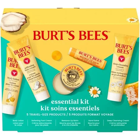 Burts Bees Essential Gift Set, Cleansing Cream, Hand Salve, Body Lotion, Foot Cream, Lip Balm | Walmart (US)