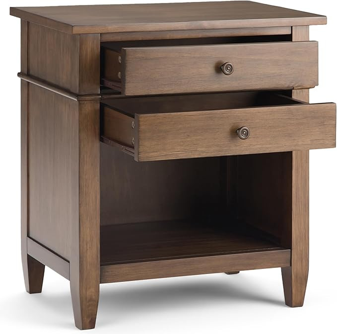 SIMPLIHOME Carlton 24 inches Wide Night Stand, Bedside table, Rustic Natural Aged Brown SOLID WOO... | Amazon (US)