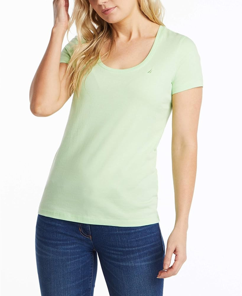Nautica Women's Easy Comfort Scoop Neck Supersoft 100% Cotton Solid T-Shirt | Amazon (US)