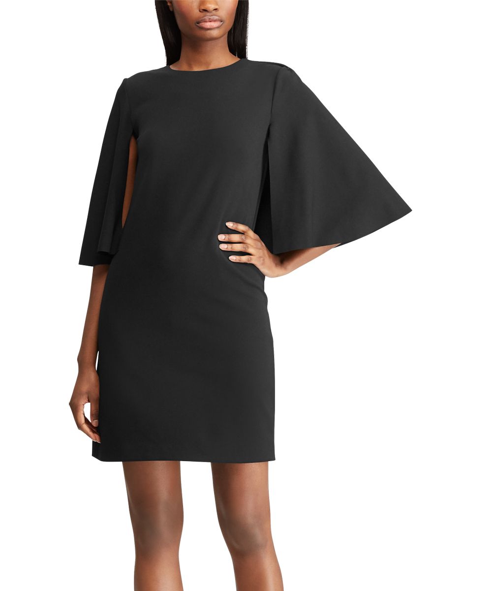 Lauren Ralph Lauren Women's Casual Dresses BLACK - Black Cape-Overlay Sheath Dress - Women | Zulily