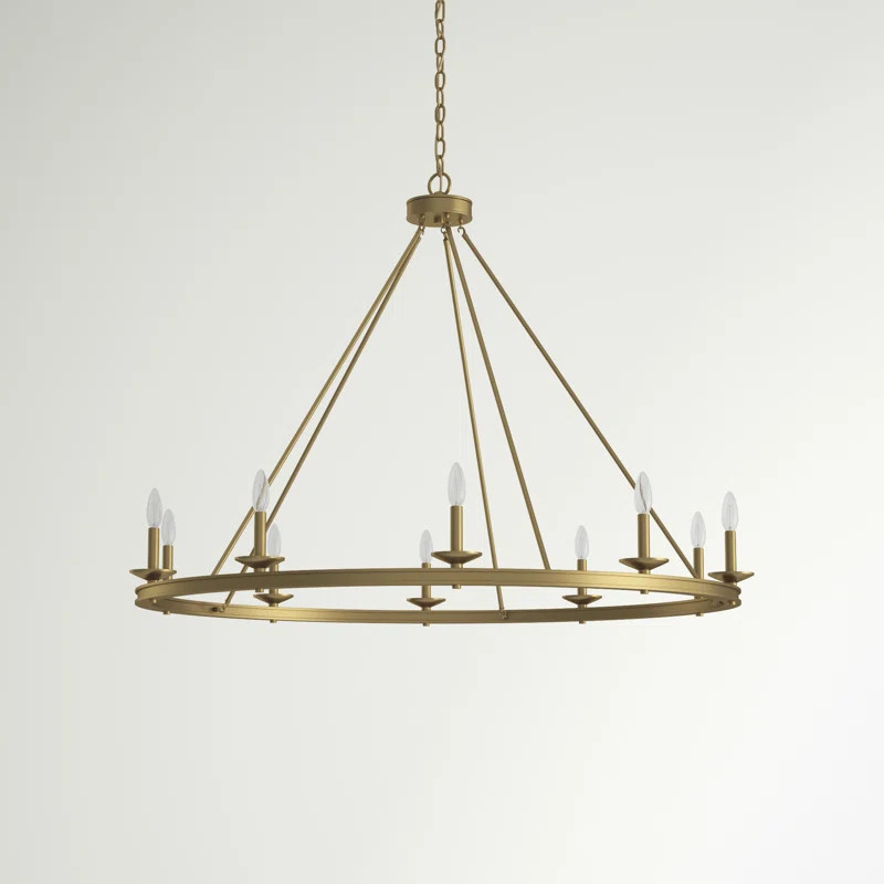 Poynor 10 - Light Dimmable Wagon Wheel Chandelier | Wayfair North America