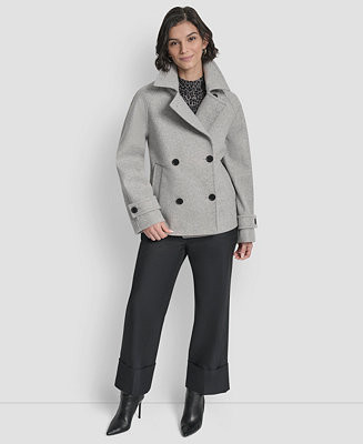 DKNY Women's Short Double Breasted Collared Coat, P/XS-XXL - Macy's | Macy's