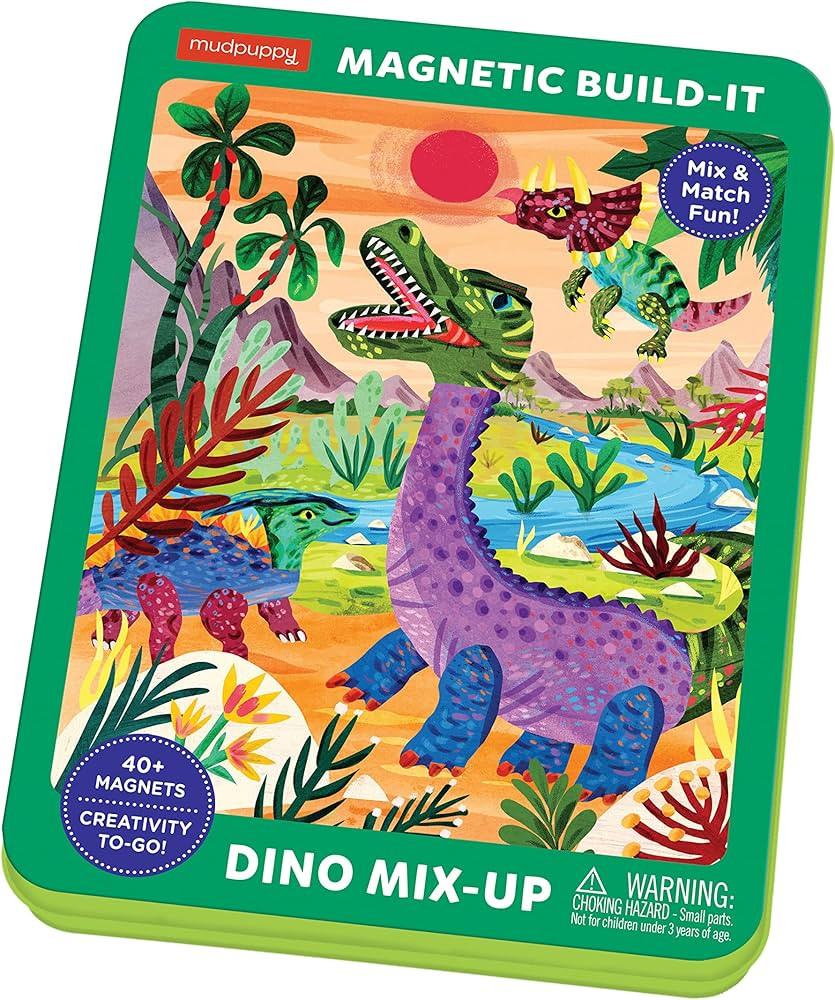 Mudpuppy Dino Mix-Up – Magnetic Build-It Travel Friendly Game with Illustrated Prehistoric Back... | Amazon (US)