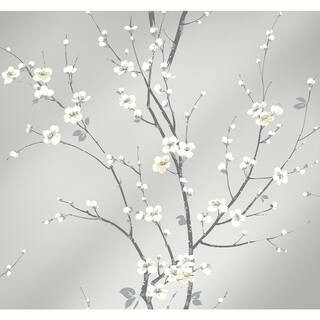 A-Street Prints Monterey Silver Mist Floral Branch Wallpaper 2927-81808 - The Home Depot | The Home Depot
