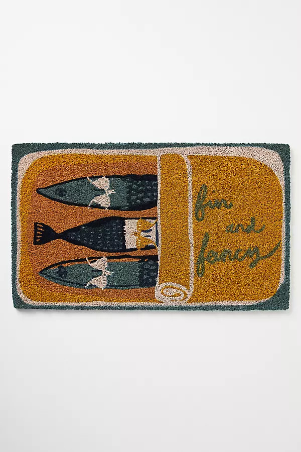 The Original Tinned Fish Candle Sardines Printed Coir Doormat | Anthropologie (US)