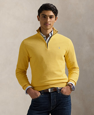 Polo Ralph Lauren Men's Mesh-Knit Cotton Quarter-Zip Sweater - Macy's | Macy's