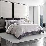 Vera Wang Grisaille Weave Grey Duvet Cover, Queen | Amazon (US)