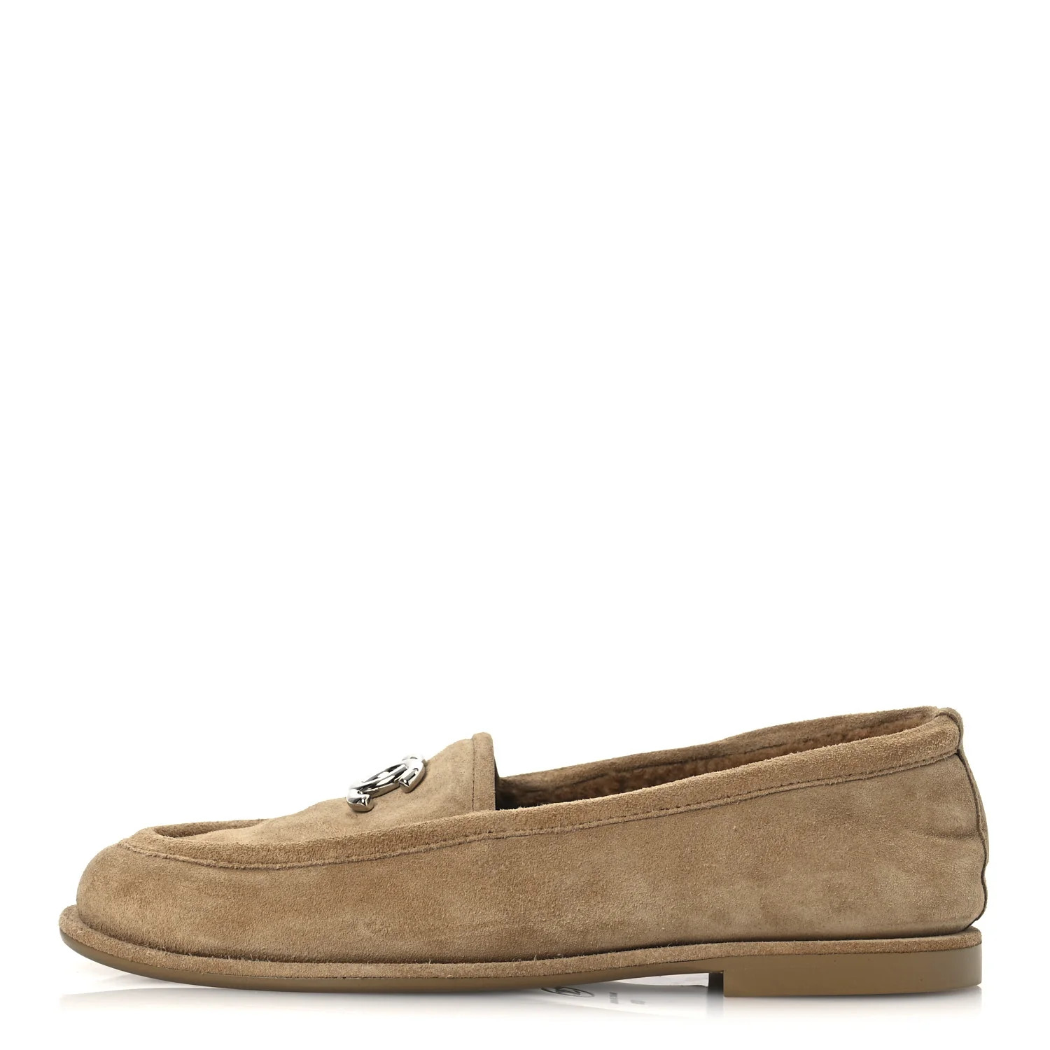 Chanel Suede Calfskin CC Loafers 38 Dark Beige 1724852 | FASHIONPHILE (US)