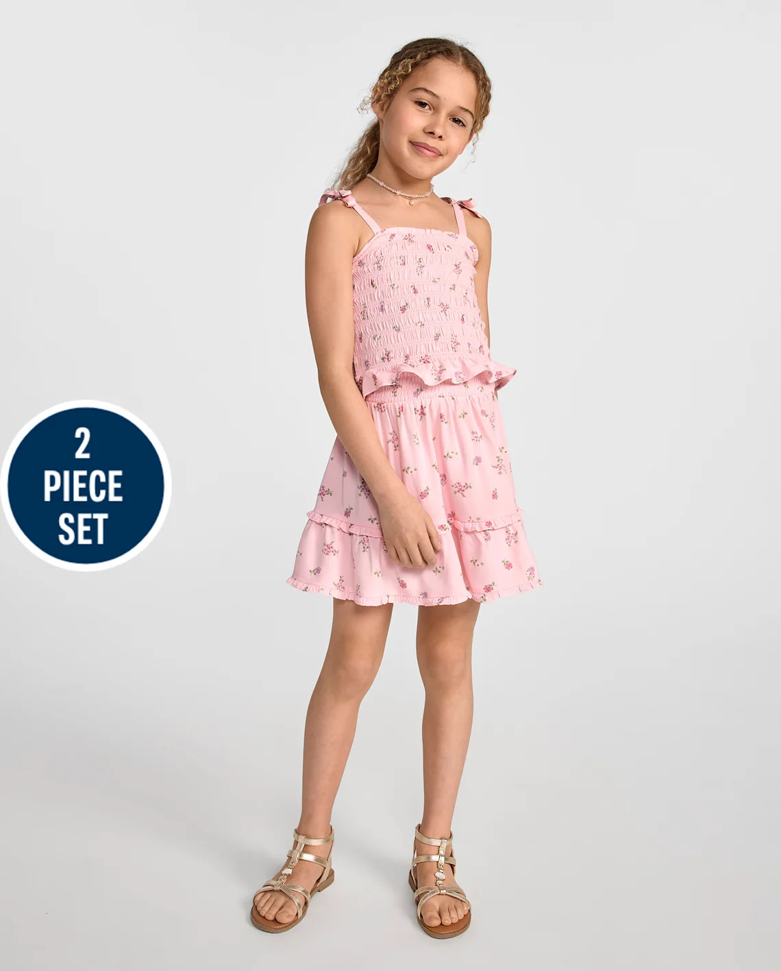 Girls Floral Ruffle 2-Piece Outfit Set - pink | The Children's Place