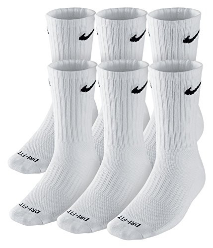 Nike Dry Cushion Crew Training Socks (6 Pair) (White/Black) | Amazon (US)