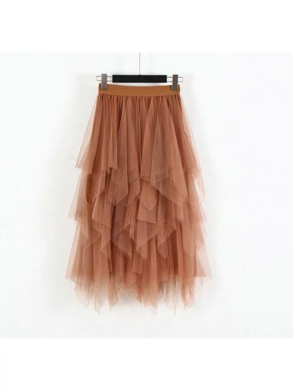 Topumt Women High Waist Tulle Mesh Skirt Solid Tutu Tulle Long Skirt Dress | Walmart (US)