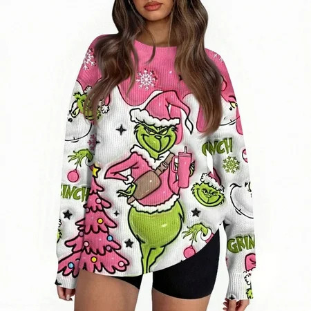 Women Funny Ugly Christmas Sweater 2025 Lightweight Knit Holiday Sweater LP M | Walmart (US)