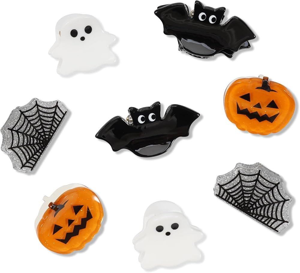 Mini Halloween Holiday Hair Claw Clips for Girls Pumpkin Ghost Bat Spider Web Fun Hair Clips Cute... | Amazon (US)
