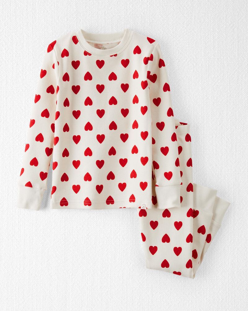 Toddler Organic Ribbed Cotton Heart Print Pajamas | Carter's