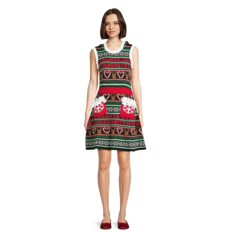 No Boundaries Juniors Santa’s Favorite Dress with Hood, Sizes XS-3XL - Walmart.com | Walmart (US)