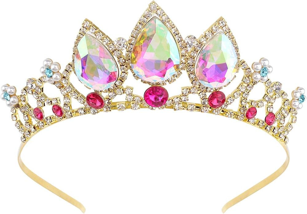 COCIDE Rapunzel Crown for Girls AB Crystal Tiara and Crown for Birthday Party Pearl Headband for ... | Amazon (US)