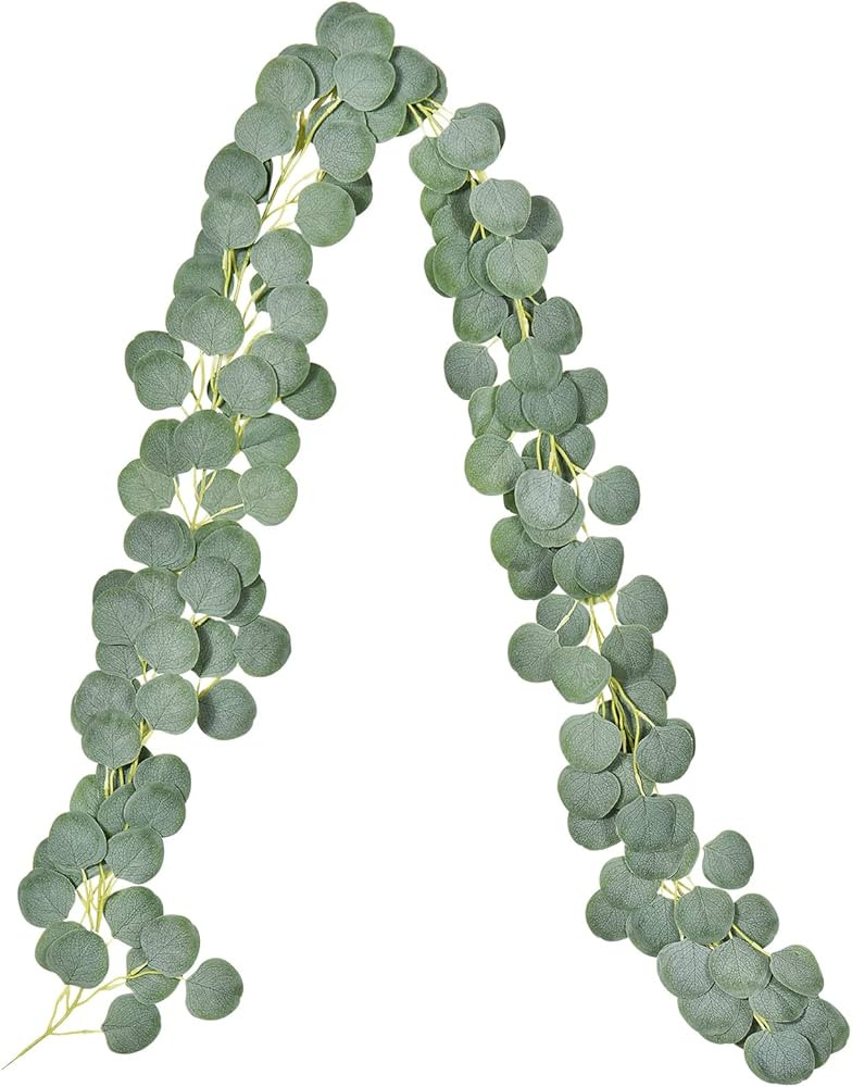 Dolicer 6.5Ft Eucalyptus Garland, Greenery Garland Eucalyptus, Silk Greenery Eucalyptus Leaves Vi... | Amazon (US)
