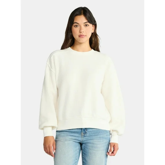 Time and Tru Women's Reverse Fleece Pullover Sweatshirt, XS-XXXL | Walmart (US)