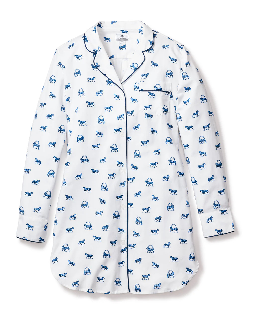 Women's Twill Nightshirt in The Equestrian | Petite Plume