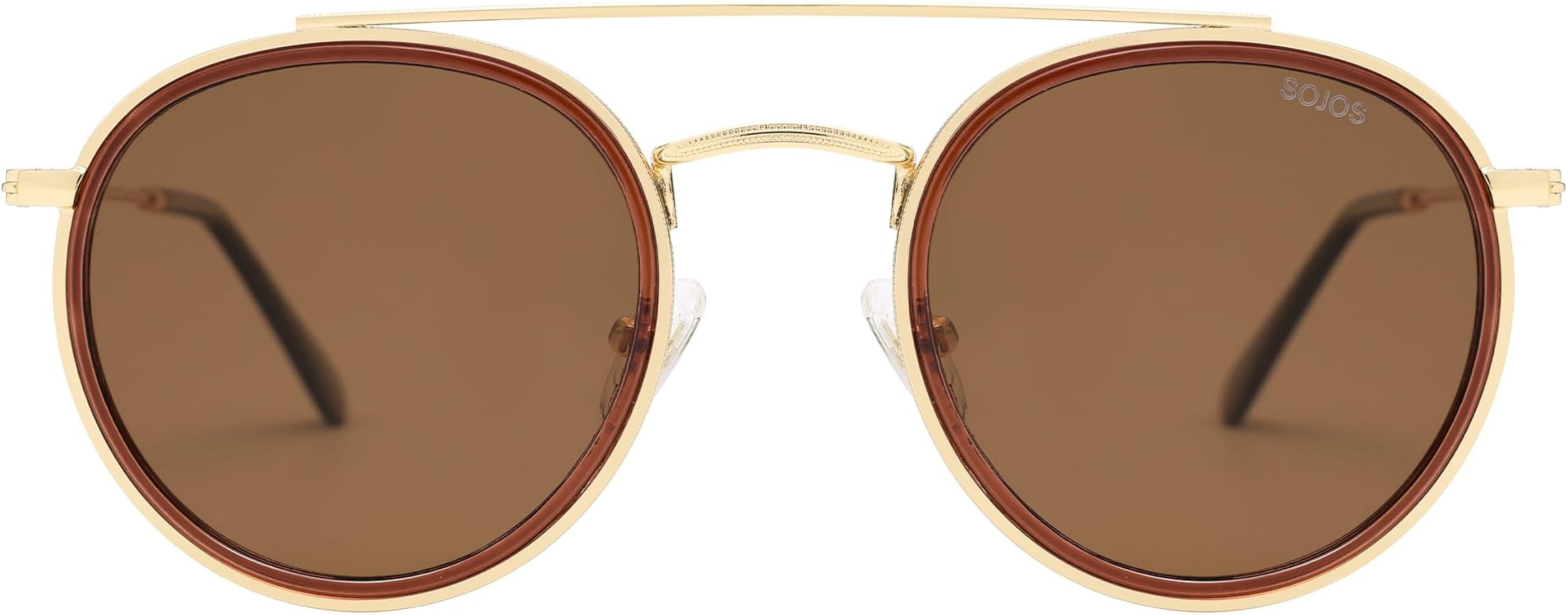 SOJOS Retro Vintage Round Polarized Sunglasses for Women Men Small Double Bridge Circle Sunnies S... | Amazon (US)