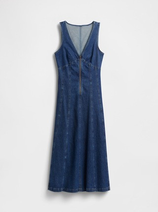 Denim Seamed Zip-Front Midi Dress | Gap (US)