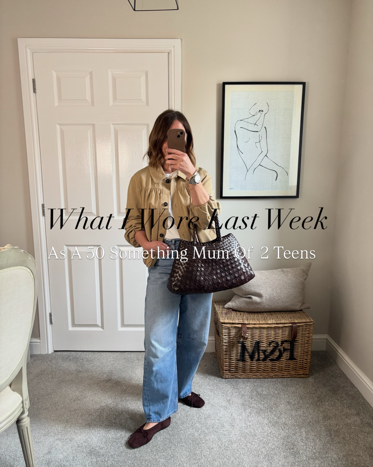 What I wore last week as a 50 something mum of 2 teenagers

FOR REF: 5ft 3 normally | size 12 top
Size 10/12 on my bottom half
Sizing
Monday 
Cos vest medium 
Sezane cardigan medium 
Agolde jeans 28 
Sandals US 7 
Tuesday
Cos T-Shirt - Medium
COH Miro run generous- sized down 1 to 27 
Jacket - large (medium also fitted) 
Wednesday 
Varley Sweatshirt - TTS MEDIUM
LULULEMON top - size large 
LULULEMON leggings - TTS 10 (us6)
 Thursday
COS Tshirt - medium TTS
LEVIs ribcage - run small size 31 29 inch inseam 
Jacket - large (medium also fitted)
Friday 
Denim shirt UK14 EU42 (the 12 would of also fitted) 
Saturday 
Cashmere jumper - size up 14 
Sunday 
WNU shirt - size 12 TTS 
JEANS size 28

#LTKspring #LTKover50style #LTKpetite